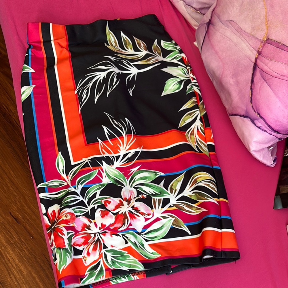 Black and Red Tropical Sarong Swimwear